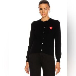 COMME DES GARCONS PLAY 100% Wool Red Heart Emblem Cardigan size XXL